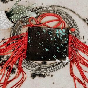 Stylish American Darling Black and Turquoise Fringe Bag